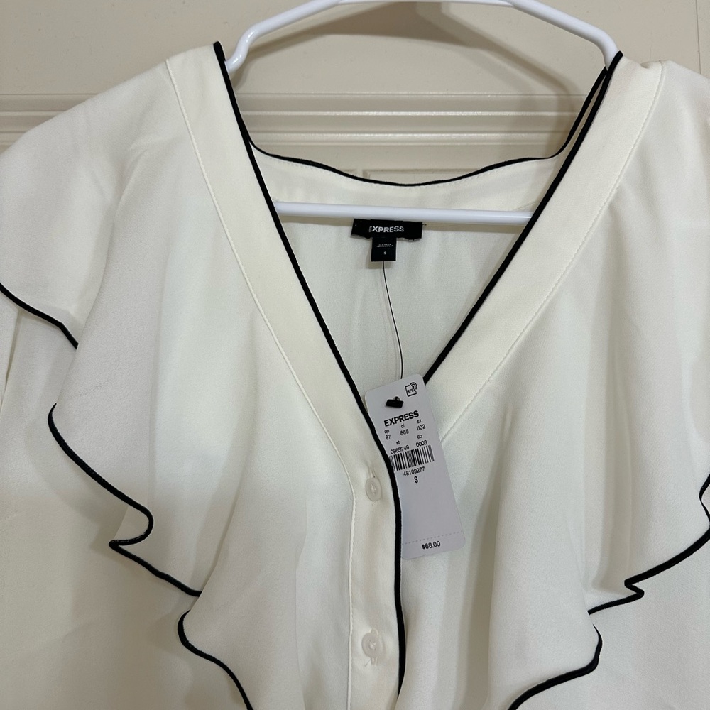 Express White Ruffle Blouse - Picture 3 of 4